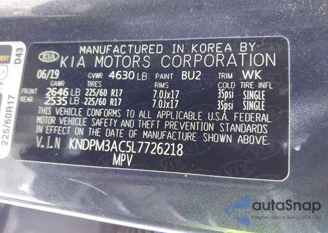 2020 Kia Sportage Lx из США, поврежденный, VIN KNDPM3AC5L7726218